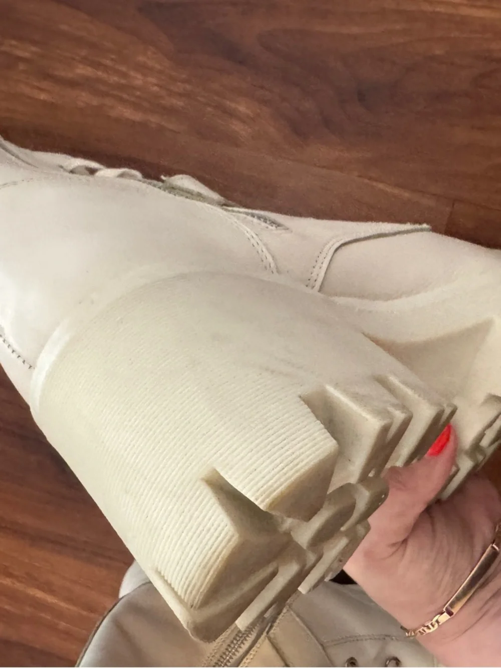 dingo Cream Lace-Up Lug Sole Boot with Silver Buckle